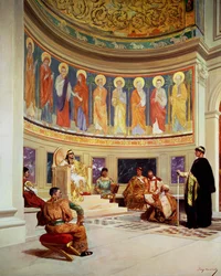 Aranyszájú Szent János (kb. 347-407), akit Eudoxia császárné (megh. 404) száműzött